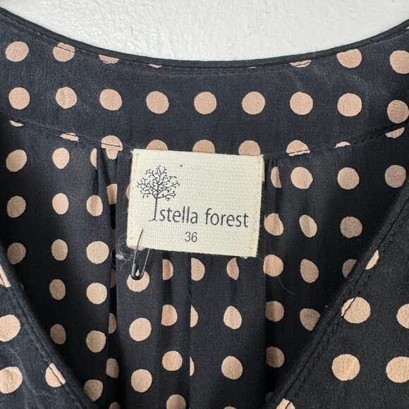 Stella Forest Anthropologie | EU 36 Black & Tank Polka Dot Silk Shift Dress - Picture 7 of 9